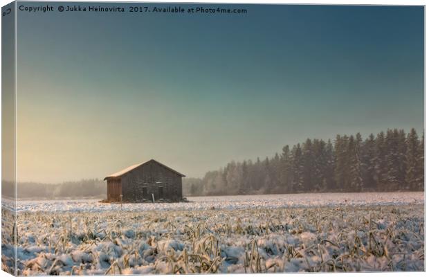 Morning On The Snowy Fields Canvas Print by Jukka Heinovirta