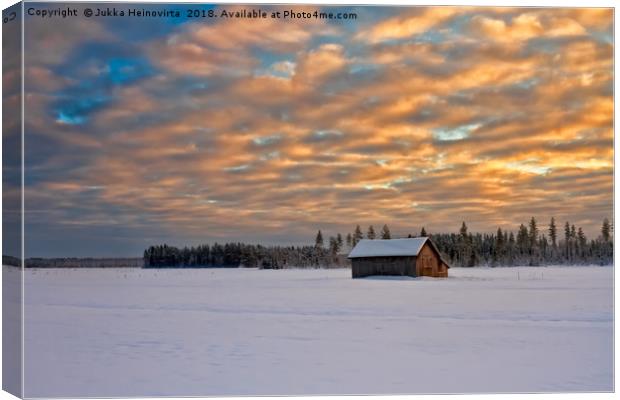 Sunset On A Very Cold Day Canvas Print by Jukka Heinovirta