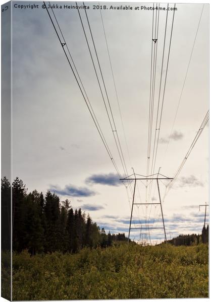 Power Lines Over The Fields Canvas Print by Jukka Heinovirta