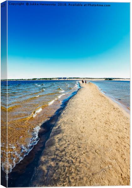Walk On The Sandbank Canvas Print by Jukka Heinovirta
