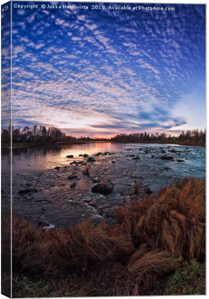 Sunset By The River Bend Canvas Print by Jukka Heinovirta