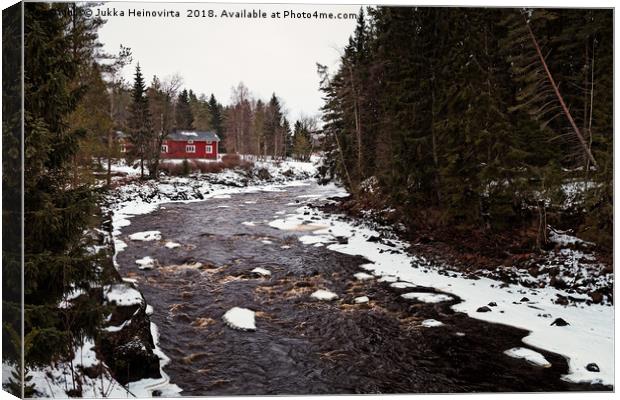 Red House By The River Canvas Print by Jukka Heinovirta