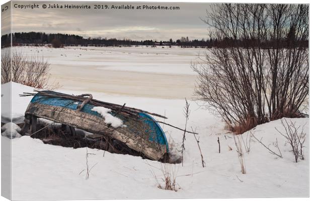 Old Fishing Boat By The Beach Canvas Print by Jukka Heinovirta