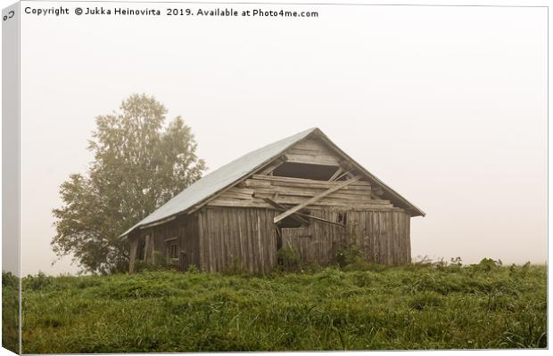 Old Barn House On a Foggy Summer Morning Canvas Print by Jukka Heinovirta