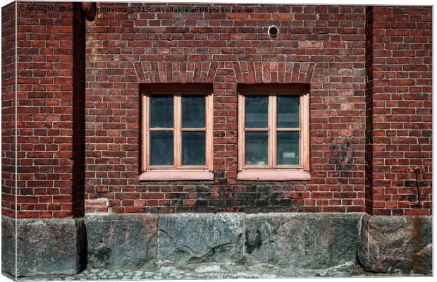 Two Windows On A Brick Wall Canvas Print by Jukka Heinovirta