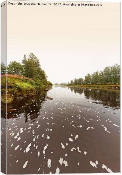 River Water On A Misty Morning Canvas Print by Jukka Heinovirta