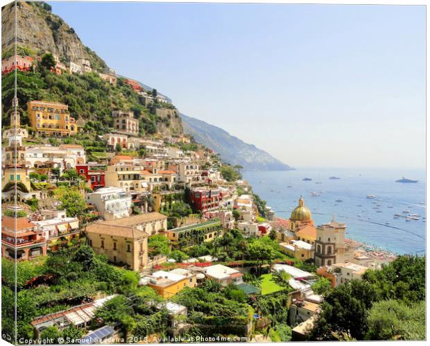 Colorful Positano Town Canvas Print by Samuel Sequeira