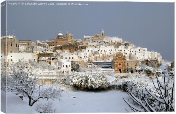 Ostuni sotto la neve Canvas Print by Salvatore Valente