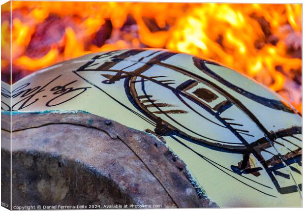 Candombe drum being tempering at street Canvas Print by Daniel Ferreira-Leite