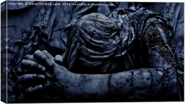 Statue of an Dark Angel Praying Close Up Canvas Print by Daniel Ferreira-Leite