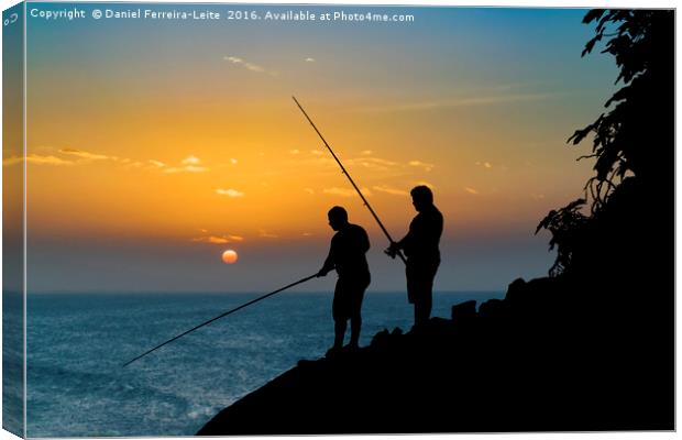Two Men Fishing at Shore Canvas Print by Daniel Ferreira-Leite