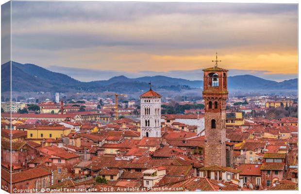 Aerial View Historic Center of Lucca, Italy Canvas Print by Daniel Ferreira-Leite