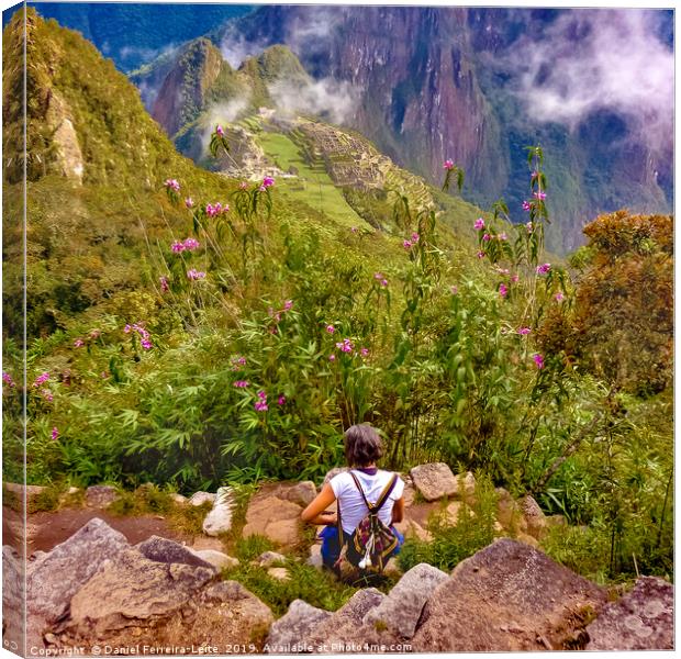 Woman Resting at Highs of Machu Picchu Mountain Canvas Print by Daniel Ferreira-Leite