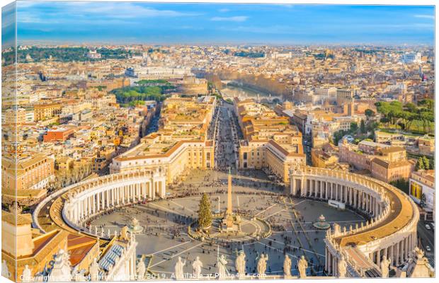 Rome Aerial View from Saint Peter Basilica Viewpoi Canvas Print by Daniel Ferreira-Leite