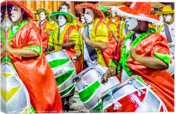 Group of Candombe Drummers at Carnival Parade of U Canvas Print by Daniel Ferreira-Leite