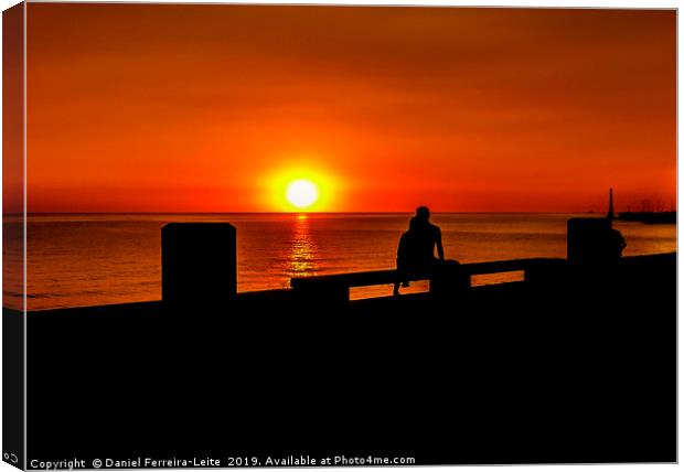 Urban Sunset Silhouette Coastal Scene Canvas Print by Daniel Ferreira-Leite