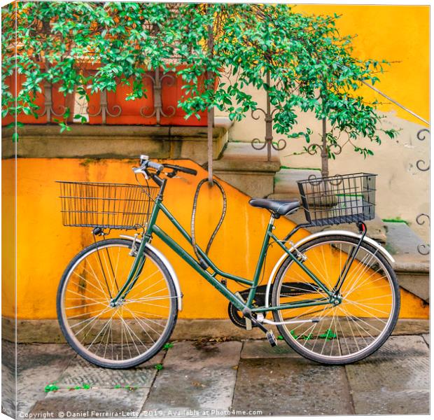 Bicycle Parked at Wall, Lucca, Italy Canvas Print by Daniel Ferreira-Leite