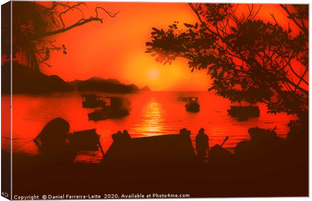 Sunset at the Caribbean Bay of Taganga in Colombia Canvas Print by Daniel Ferreira-Leite