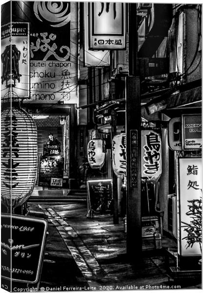 Urban Night Scene, Tokyo, Japan Canvas Print by Daniel Ferreira-Leite