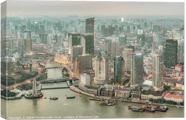 Lujiazui District Aerial View, Shanghai, China Canvas Print by Daniel Ferreira-Leite