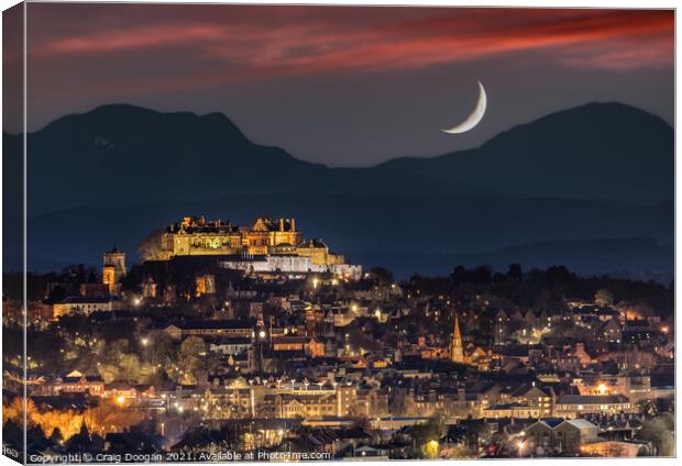 Stirling Castle Moonscape Canvas Print by Craig Doogan