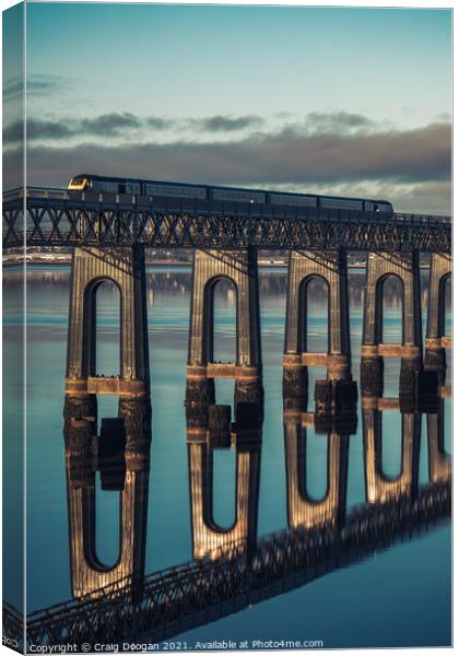 Train Crossing the Tay Rail Bridge in Dundee Canvas Print by Craig Doogan