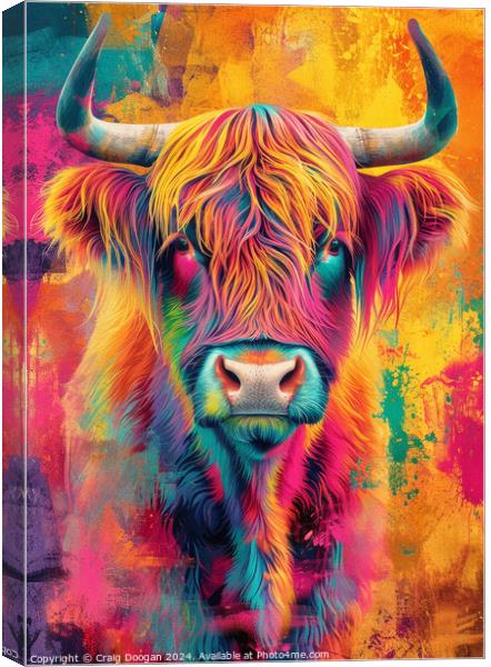 Highland Cow Digital Art Canvas Print by Craig Doogan