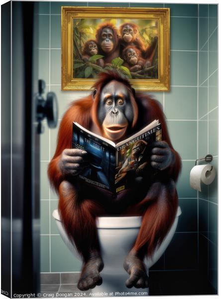 Orangutan on the Toilet Canvas Print by Craig Doogan