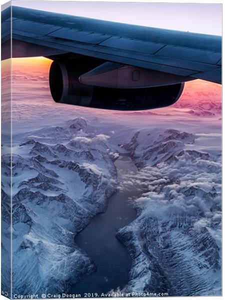 Flying over Greenland at 38000ft Canvas Print by Craig Doogan