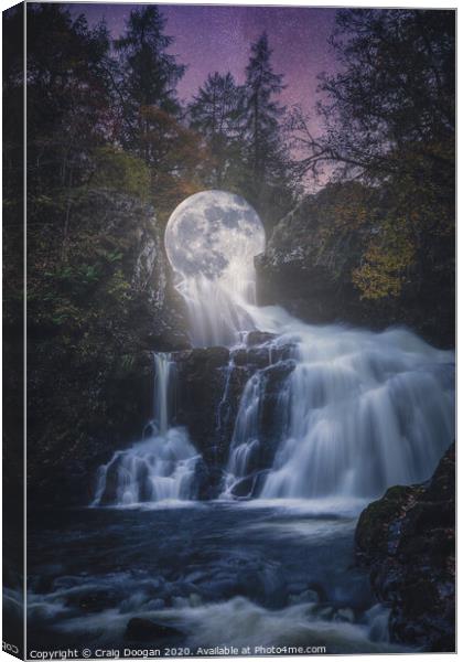 Waterfall Moon Canvas Print by Craig Doogan