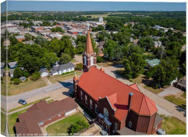 Aerial view of the Saint Rose of Lima Catholic Church and Perry  Canvas Print by Chon Kit Leong