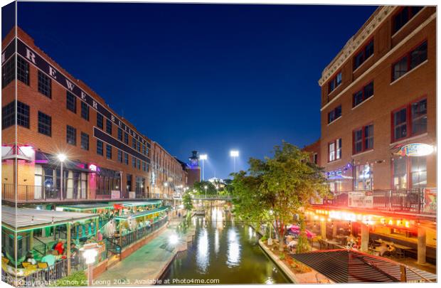 Night view of the Bricktown Canvas Print by Chon Kit Leong