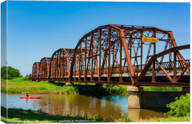 Close up shot of Bridge Route 66 in Lake Overholser Canvas Print by Chon Kit Leong