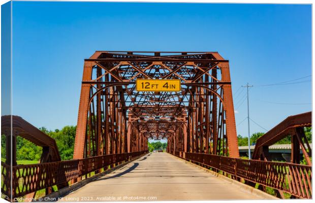 Close up shot of Bridge Route 66 in Lake Overholser Canvas Print by Chon Kit Leong