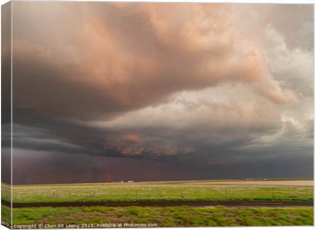 Thunderstorm over the sky in Amarillo country side area Canvas Print by Chon Kit Leong