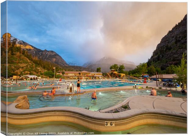 Sunset view of Ouray Hot Springs Pool and Fitness Center of Oura Canvas Print by Chon Kit Leong