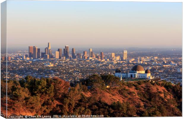 Los Angeles Sunset Cityscape, Griffin Observatory Canvas Print by Chon Kit Leong