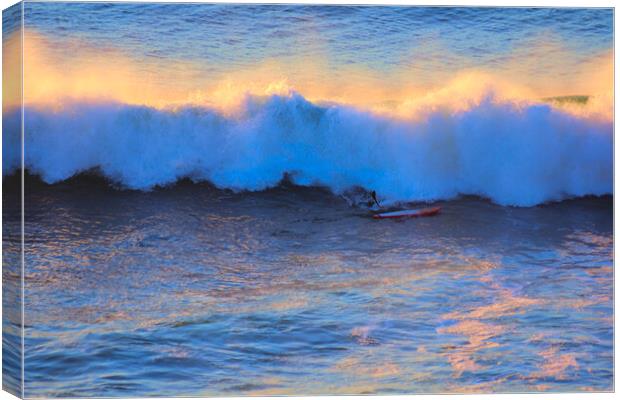 Breaking Wave Paddle Board Surfer Canvas Print by Jeremy Hayden