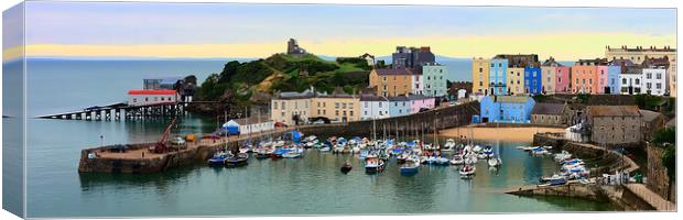 Tenby Harbour Panorama Canvas Print by Jeremy Hayden