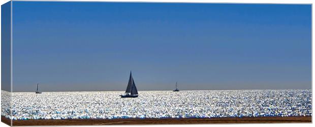 Yacht at Sea in Alvor Canvas Print by Jeremy Hayden