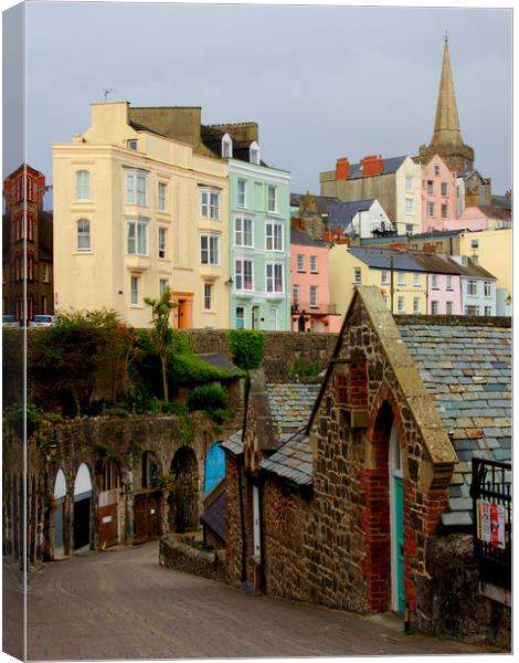 Tenby Harbour Stone Buildings Canvas Print by Jeremy Hayden