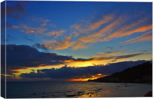 Ventnor Sunset over the English Channel Canvas Print by Jeremy Hayden