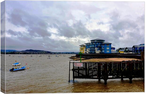 Cloudy and Windy Exmouth Canvas Print by Jeremy Hayden