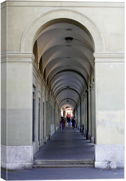 Arcade in Bern Old Town Switzerland Canvas Print by Jeremy Hayden