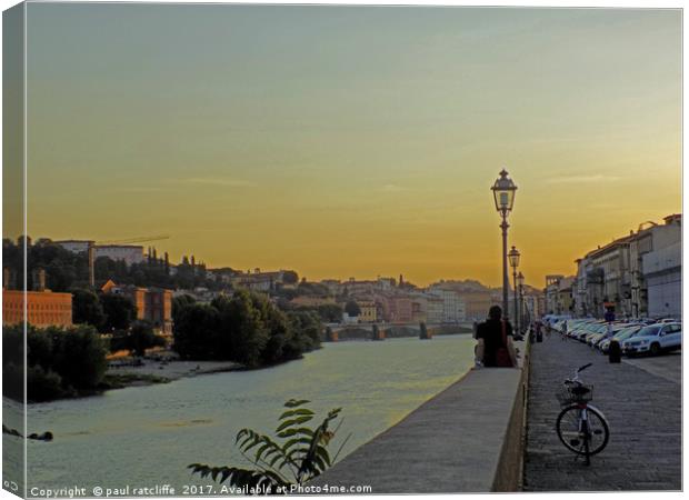 sunset at the river Arno Canvas Print by paul ratcliffe