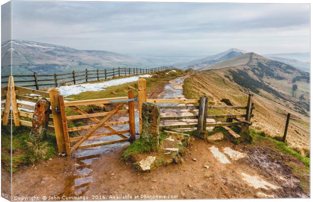 The Gate on the Great Ridge at Mam Tor Canvas Print by John Cummings