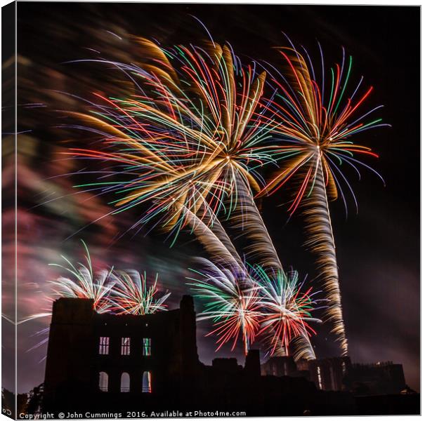 Fireworks at Kenilworth Castle Canvas Print by John Cummings