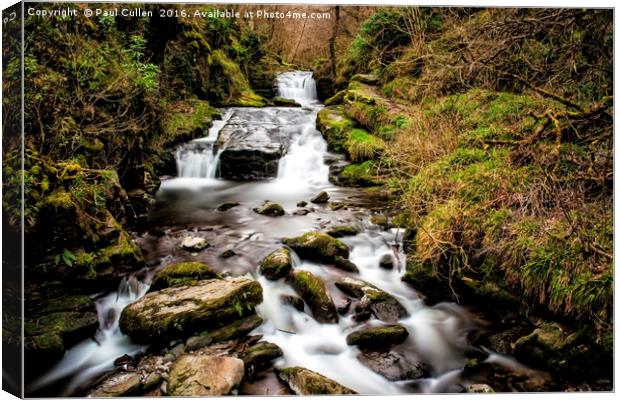 Waterfall at Watersmeet. Canvas Print by Paul Cullen