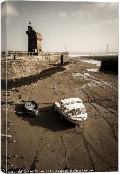 Boats lying at Lynmouth - antique photo effect. Canvas Print by Paul Cullen