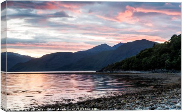Loch Linnhe at Sunset Canvas Print by Paul Cullen